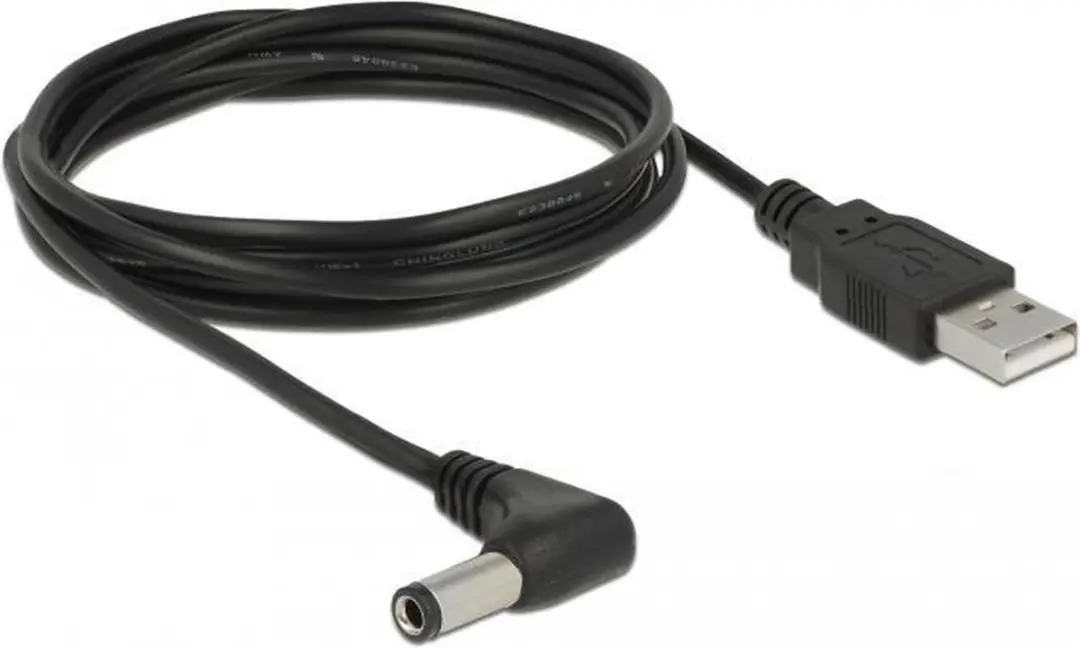 Delock USB-A naar DC 5,5x2,5mm Kabel - Haaks - 1,5m
