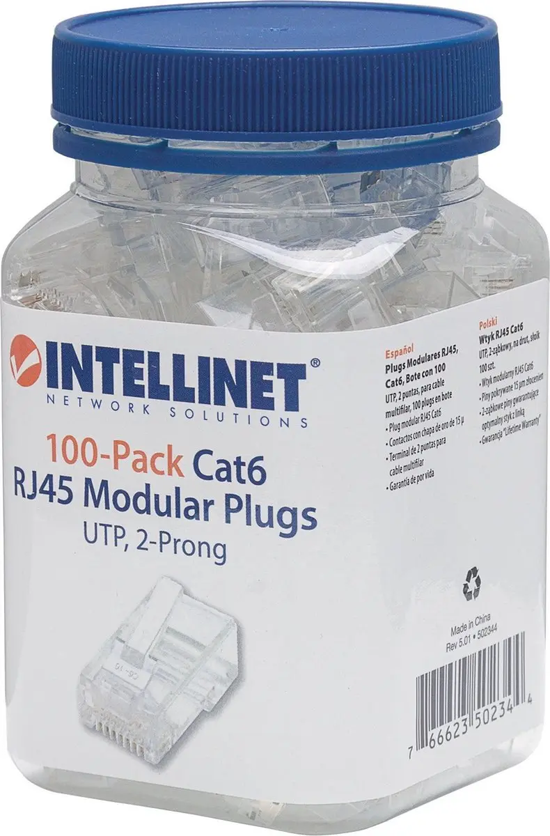 Intellinet Cat6 RJ45-stekkers - 100 Stuks