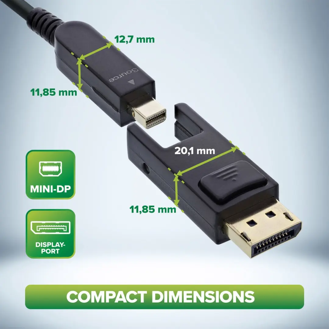 InLine DisplayPort 1.4 AOC-kabel 15m - 8K/4K - Black