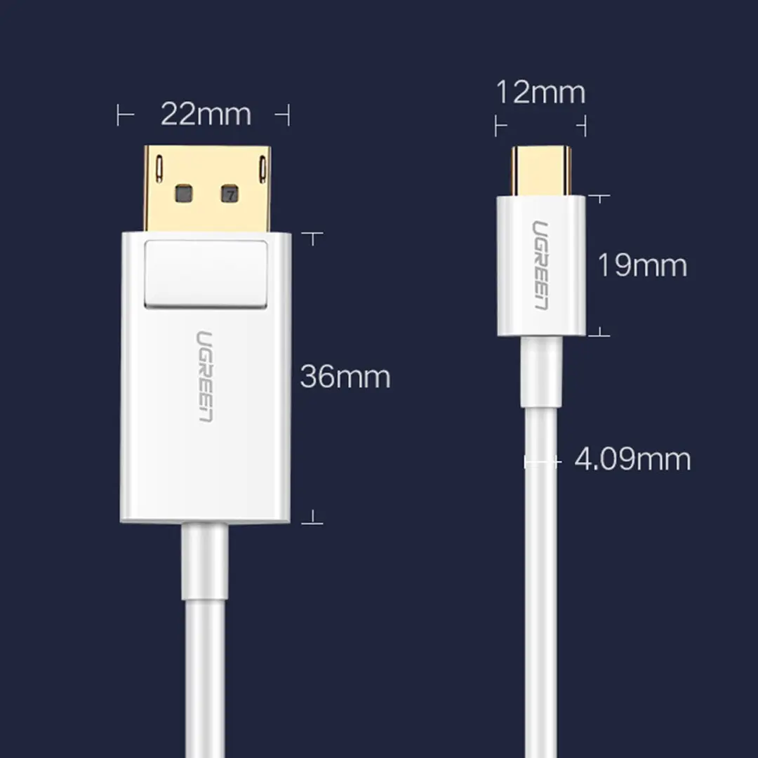 UGREEN USB-C naar DisplayPort 4K Adapterkabel 1.5m - Wit