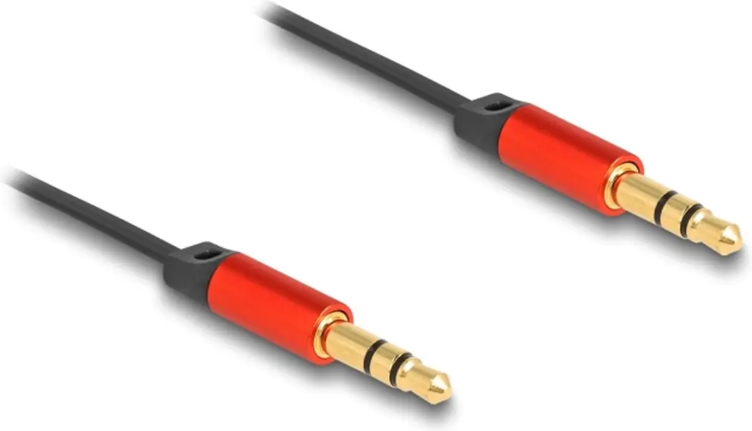 Delock Audio Retractable Kabel 3.5mm Jack M/M - 90cm - Zwart/Rood