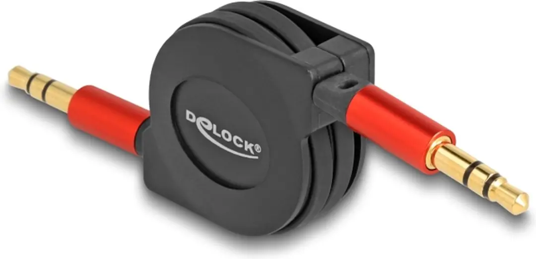 Delock Audio Retractable Kabel 3.5mm Jack M/M - 90cm - Zwart/Rood