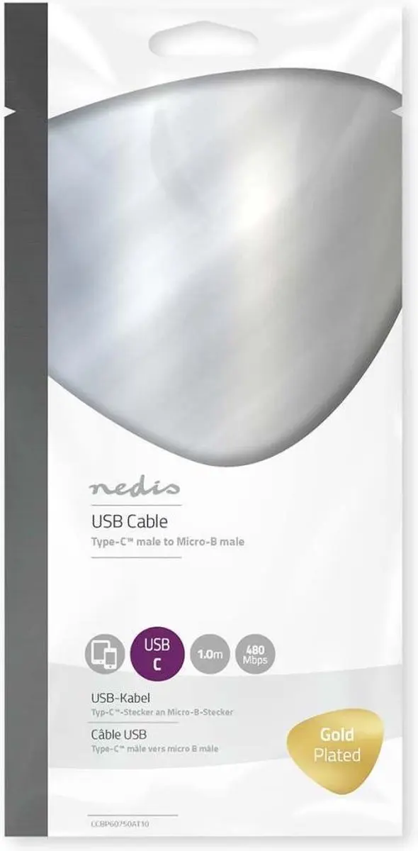 Nedis CCBP60750AT10 USB-C naar Micro-USB Kabel 1m - Antraciet