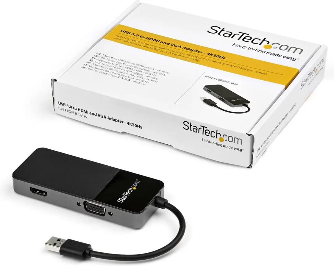 Startech USB32HDVGA USB naar VGA/HDMI Adapter - 4K Ultra HD - Zwart
