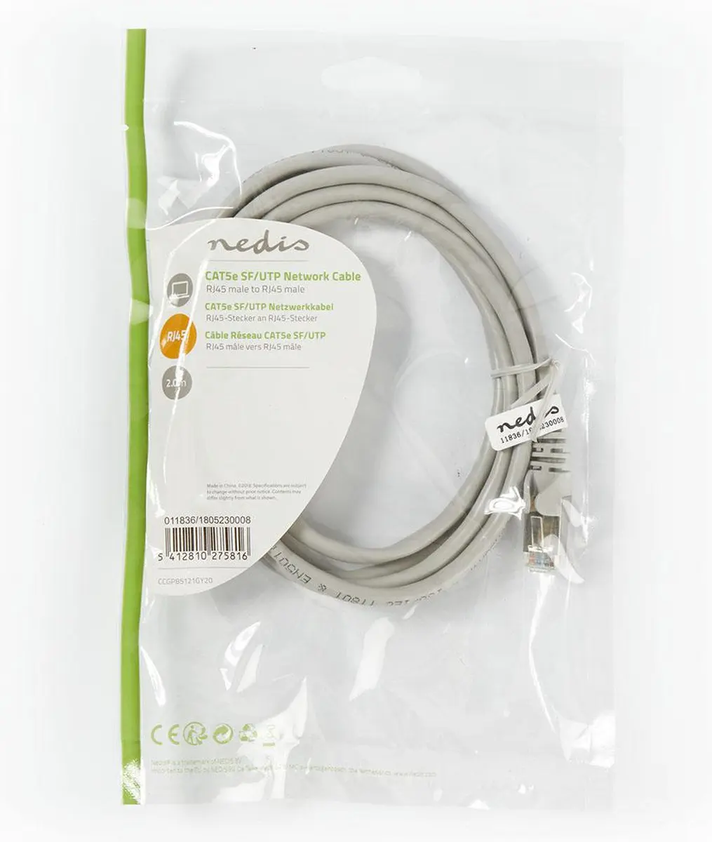 Nedis CAT5e Netwerkkabel CCGP85121GY 2m - Grijs