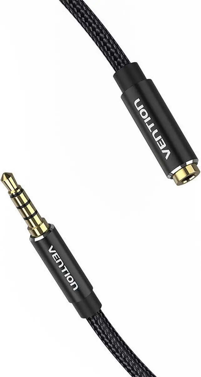 Vention Gevlochten 3,5mm TRRS Verlengkabel 1,5m - Zwart - afbeelding 6 van 6