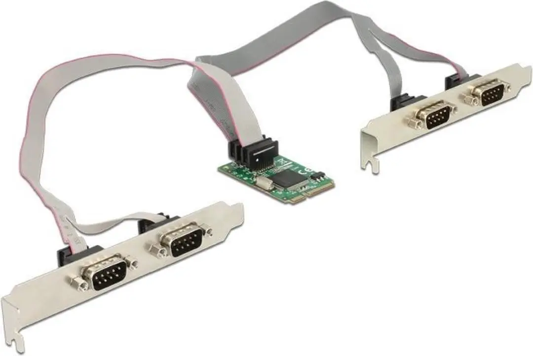 Delock Mini PCIe Kaart 4x RS-232 - Zilver