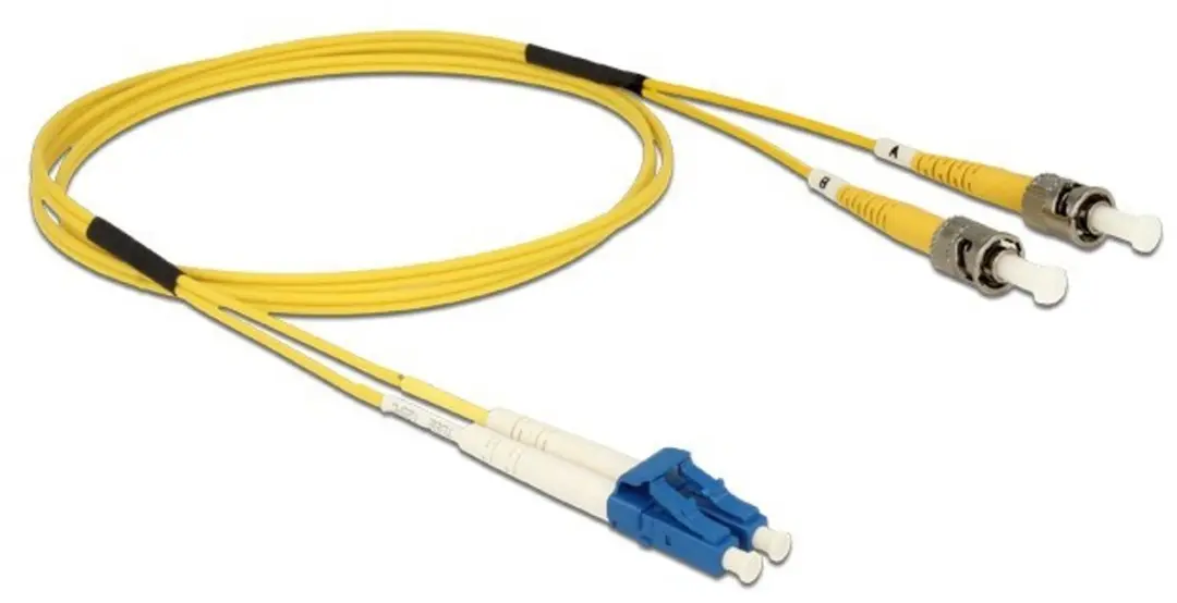 Delock LC naar ST Singlemode OS2 Kabel 1m - Geel