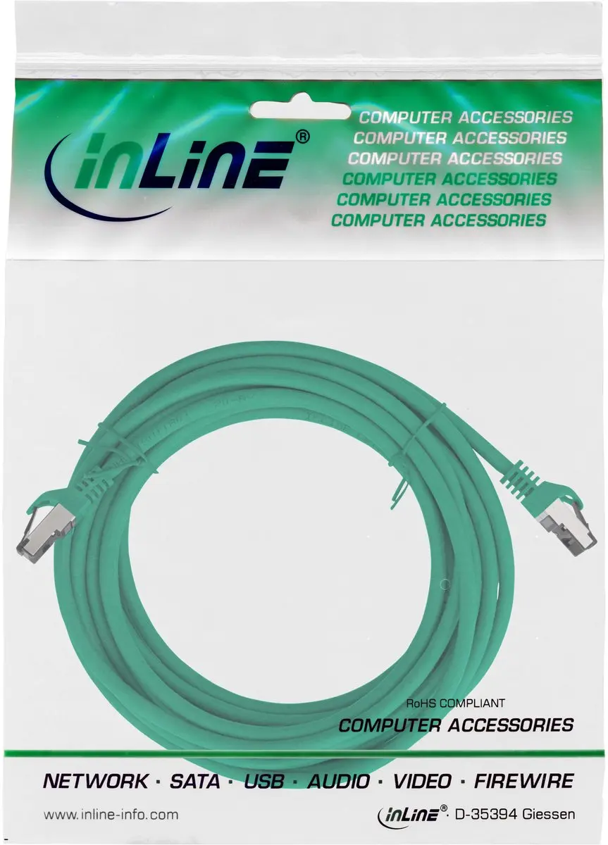 InLine S/FTP CAT8.1 Netwerkkabel 40Gbps - 15m - Groen