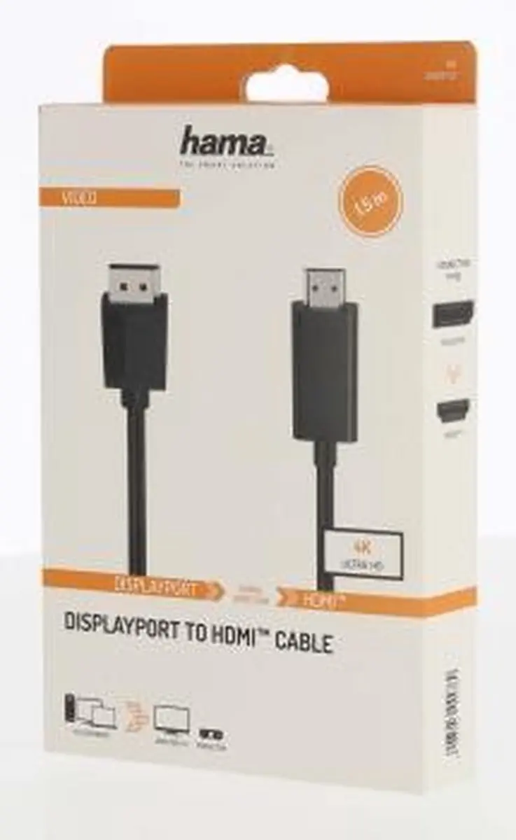 Hama DisplayPort-HDMI Kabel 1,5m - 4K - Zwart