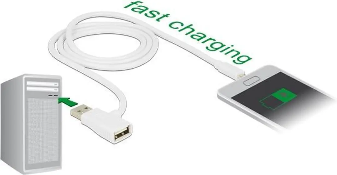 Delock USB 2.0 A Male naar Micro Male Kabel - 1m - Zwart