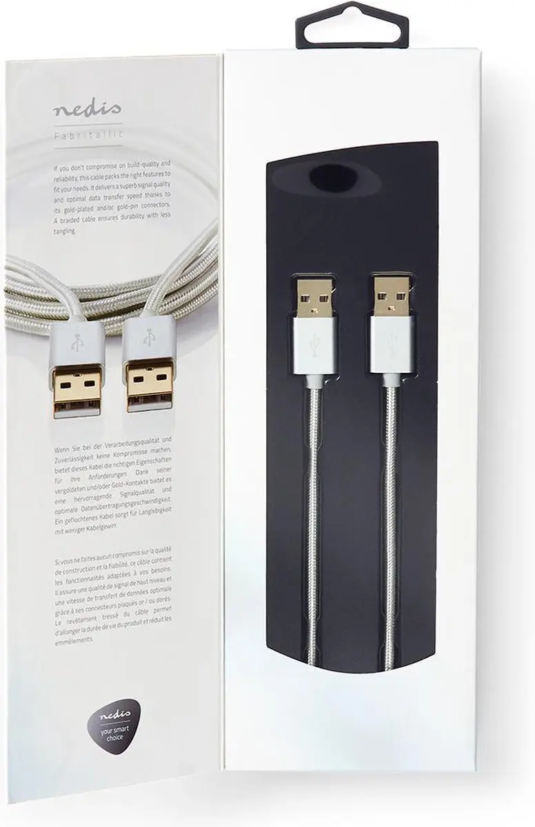 Nedis USB 2.0 A-A Kabel 10W 480Mbps 2m - Verguld - Aluminium