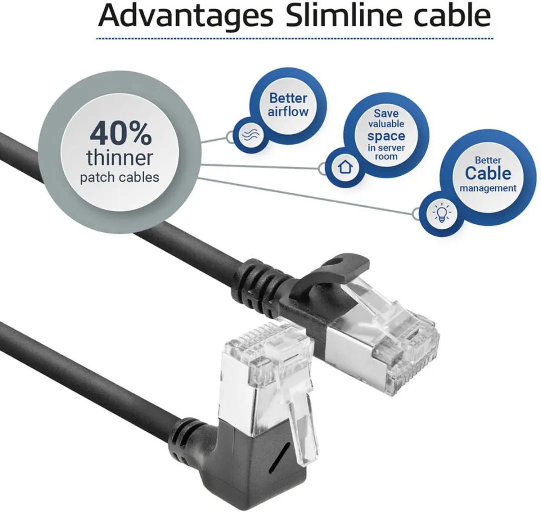 ACT DA4902 U/FTP CAT6A Patchkabel 2m - 90° haaks - Zwart