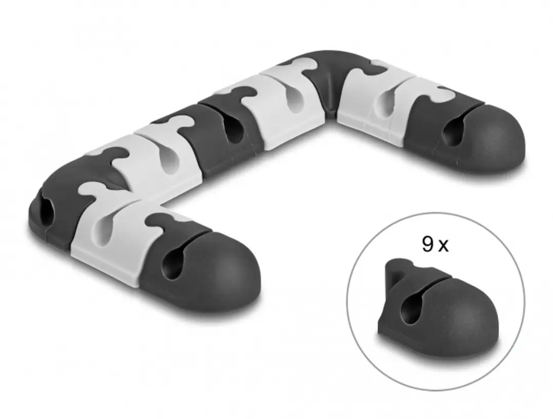 Delock Modulaire Kabelhouder Set 9 Stuks - Zwart/Grijs