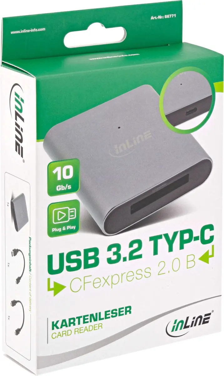 InLine USB 3.2 Gen.2 Kaartlezer CFexpress Type-B - Aluminium