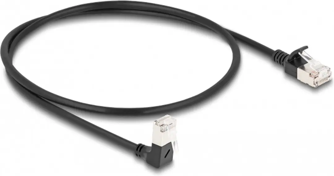 Delock RJ45 Cat.6A S/FTP Kabel 90° - 0.5m - Zwart