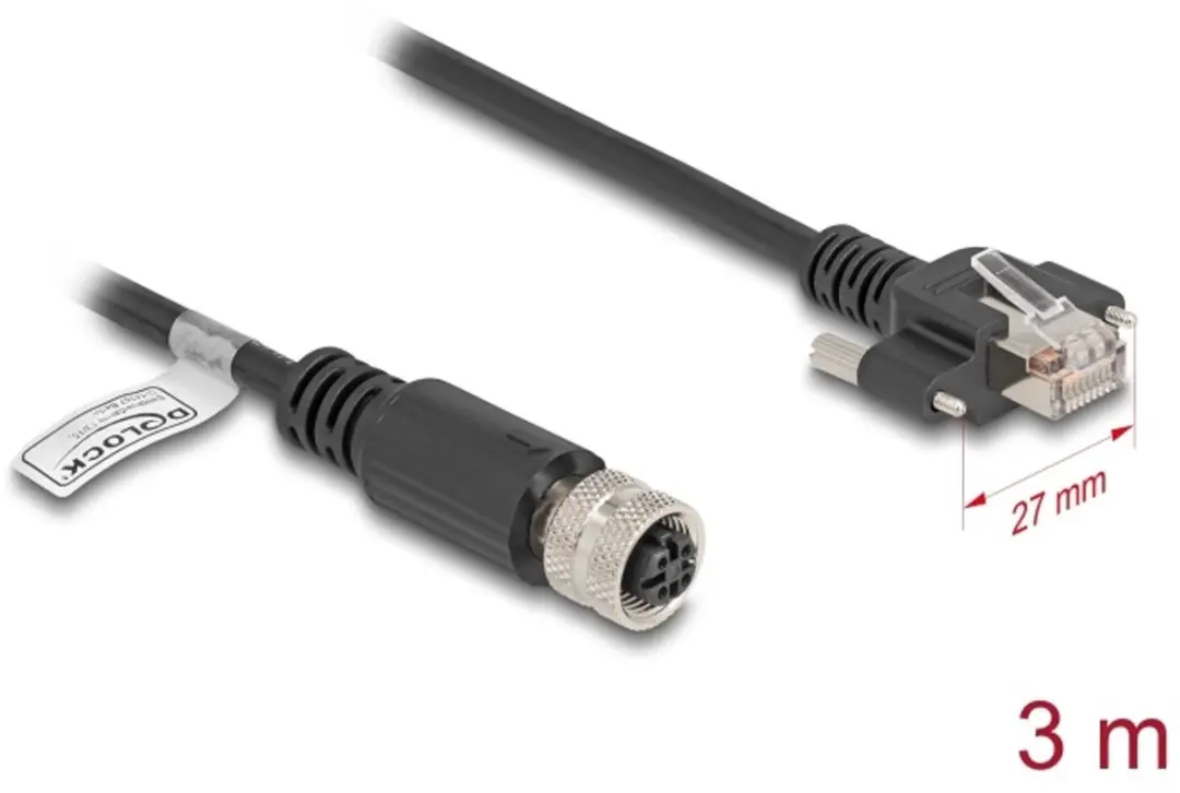 Delock M12 D-coded 4-pin Kabel Cat.5e FTP RJ45