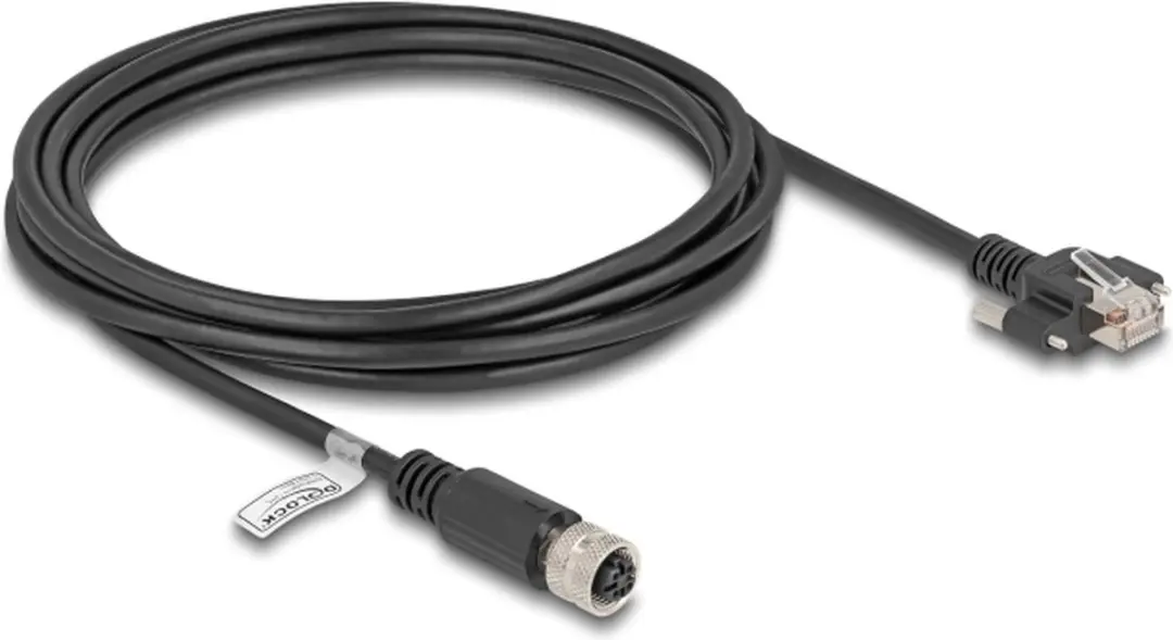 Delock M12 D-coded 4-pin Kabel Cat.5e FTP RJ45 - 3m - Zwart