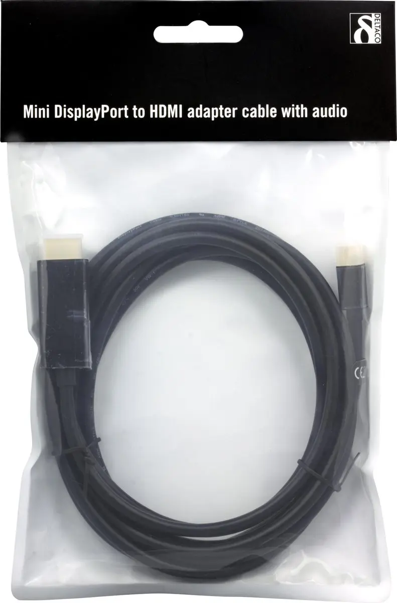 Deltaco DP-HDMI204 Mini DisplayPort naar HDMI Kabel 2m - Zwart