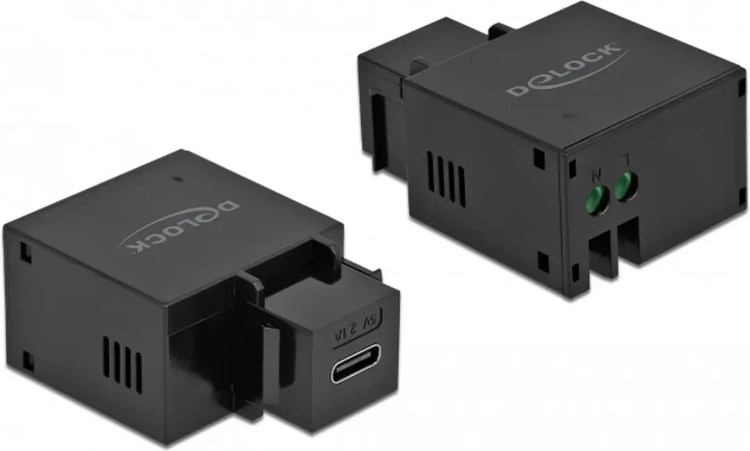 Delock USB-C Terminal Block Keystone Module 10,5W - Zwart