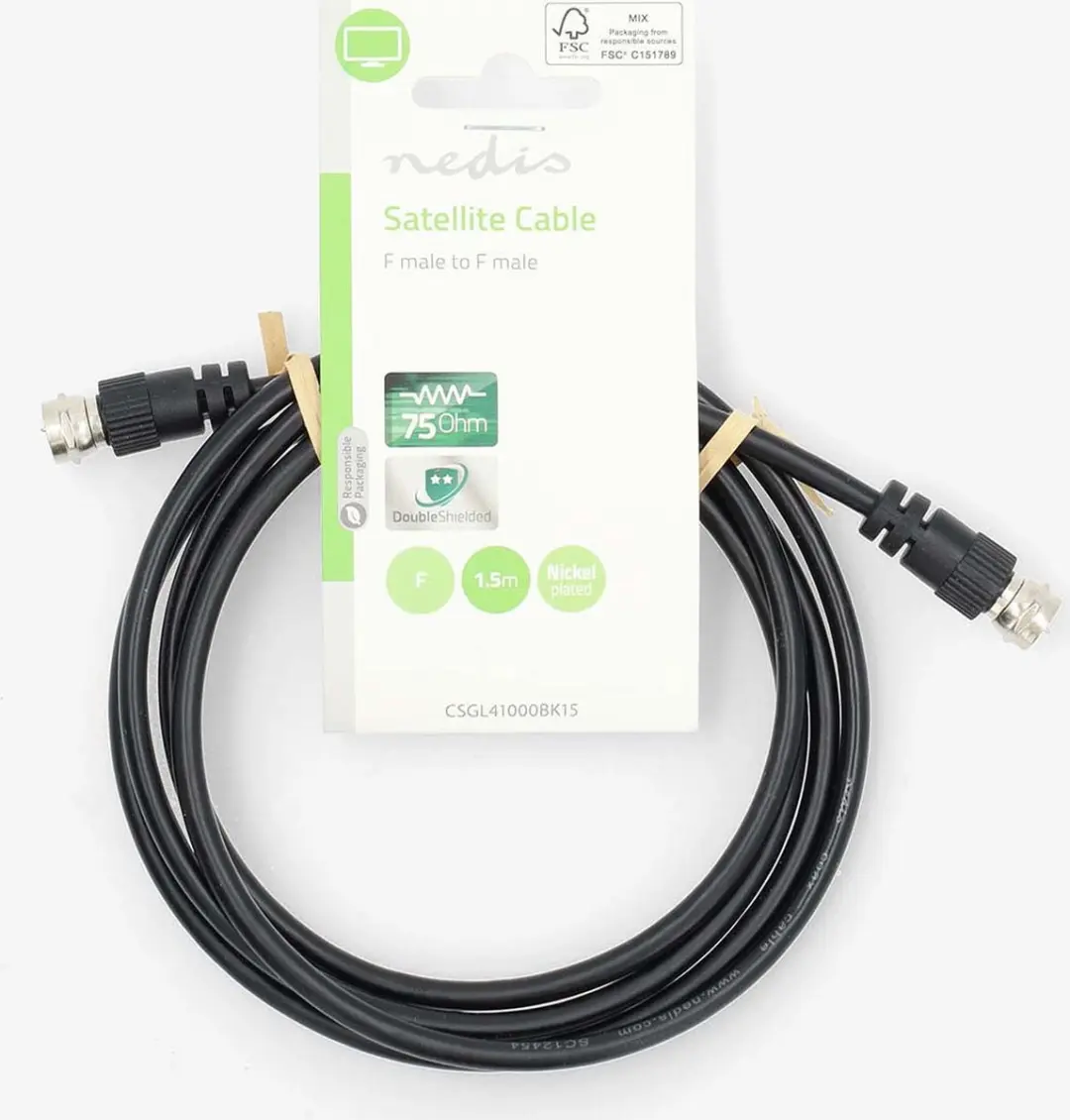 Nedis CSGL41000BK15 Satellietkabel F-Male - 1.50m - Zwart