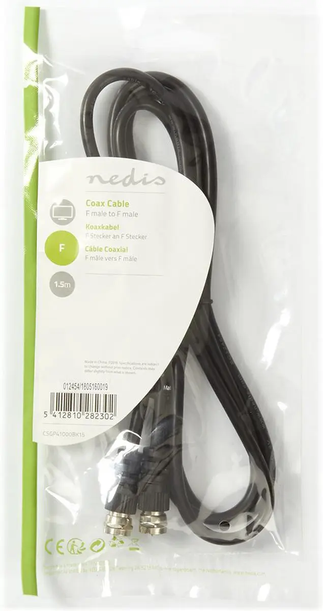 Nedis CSGL41000BK15 Satellietkabel F-Male - 1.50m - Zwart