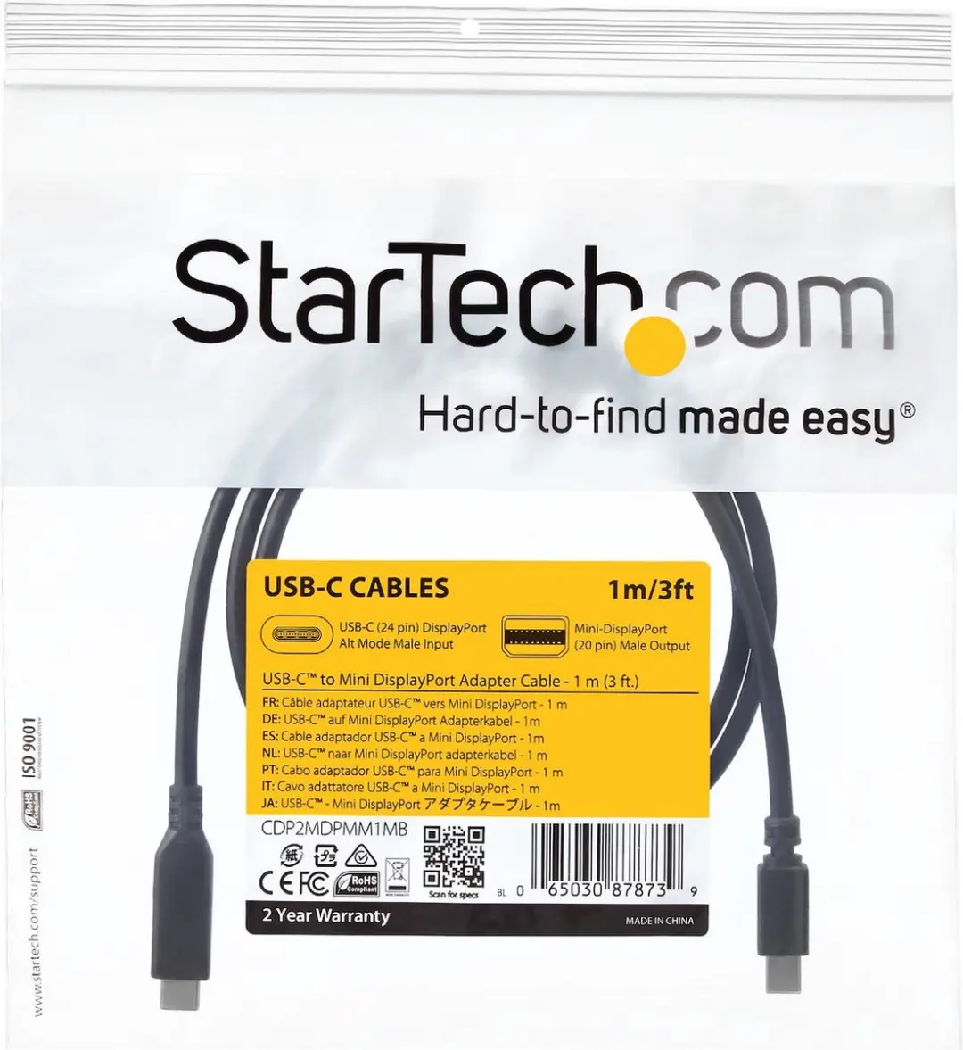 Startech USB-C naar Mini DisplayPort Kabel 1m - Zwart