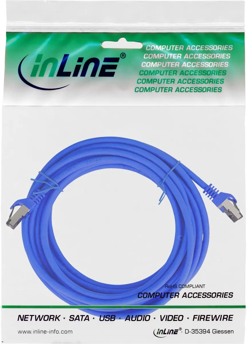 InLine S/FTP CAT8.1 Netwerkkabel 40Gbps - 10m - Blauw