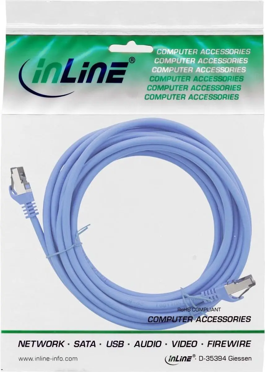 InLine S/FTP CAT8.1 Netwerkkabel 40Gbps - 10m - Blauw