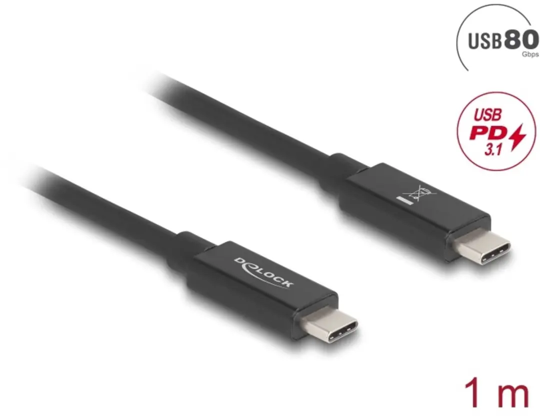 Delock USB 80Gbps Kabel USB-C M-M PD 3.1 240W 1m