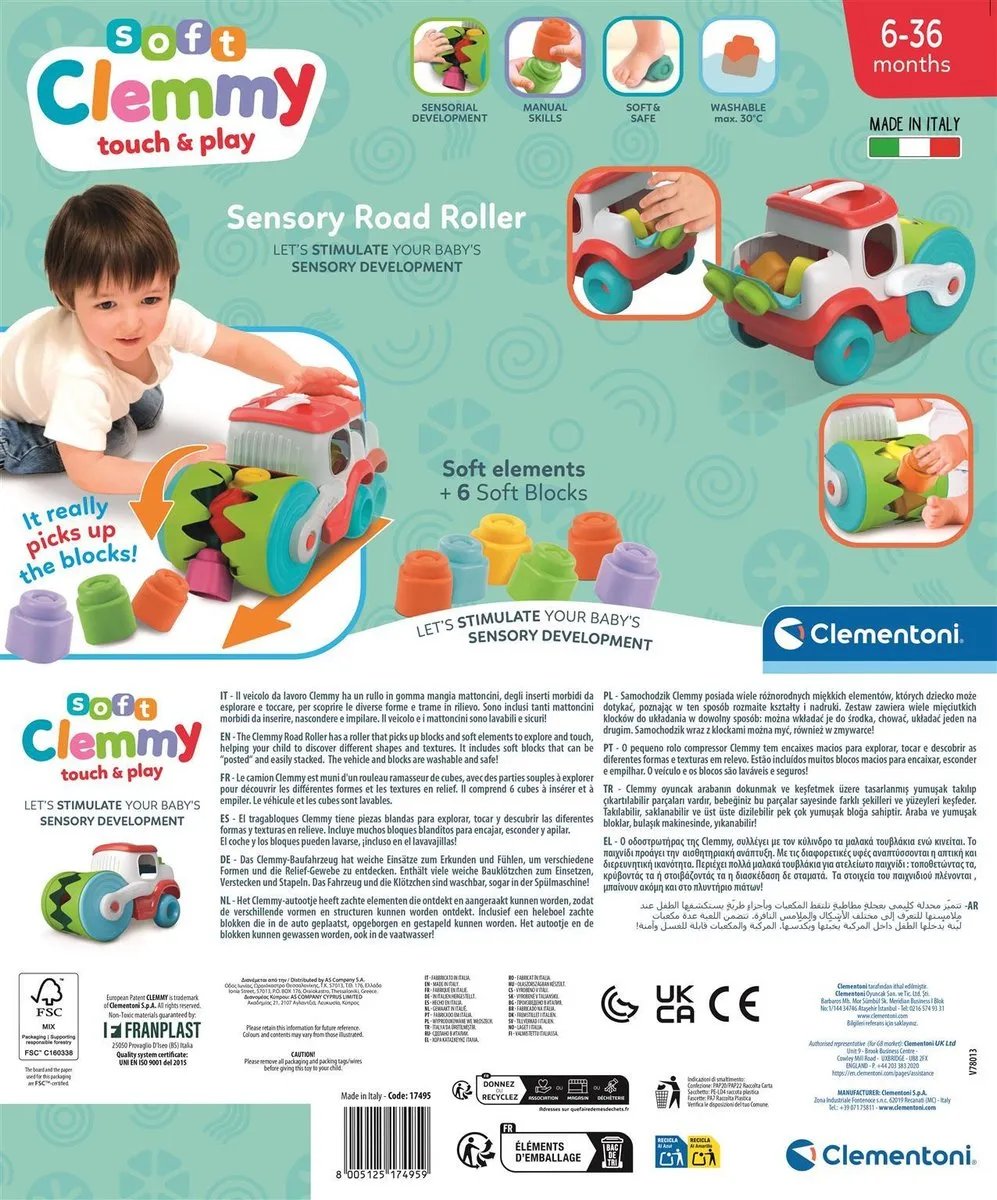 Clementoni Clemmy Blokken-etende Wals Sensorisch Speelgoed - 5 Stuks