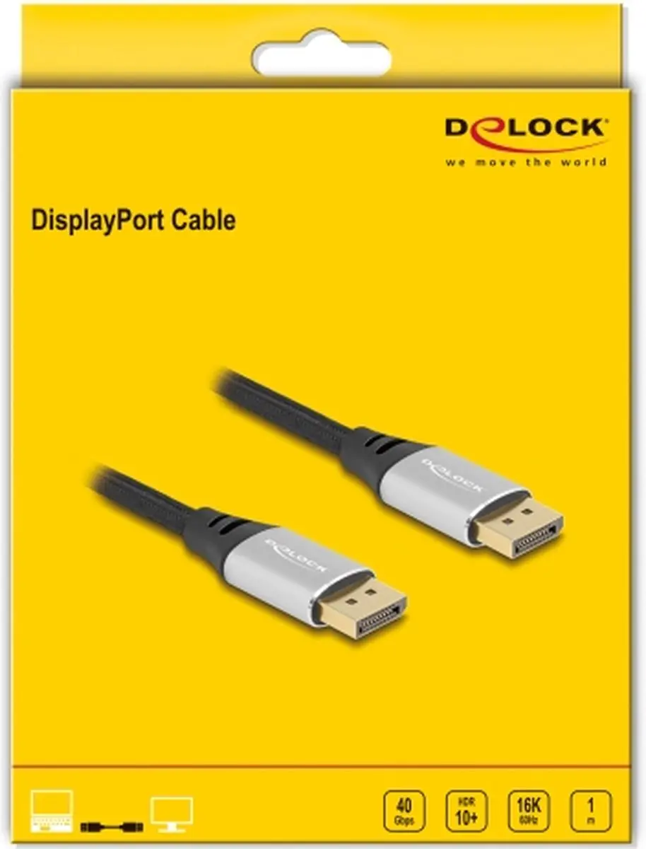 Delock DisplayPort Kabel DP2.1 10K 60Hz 1m - Zwart