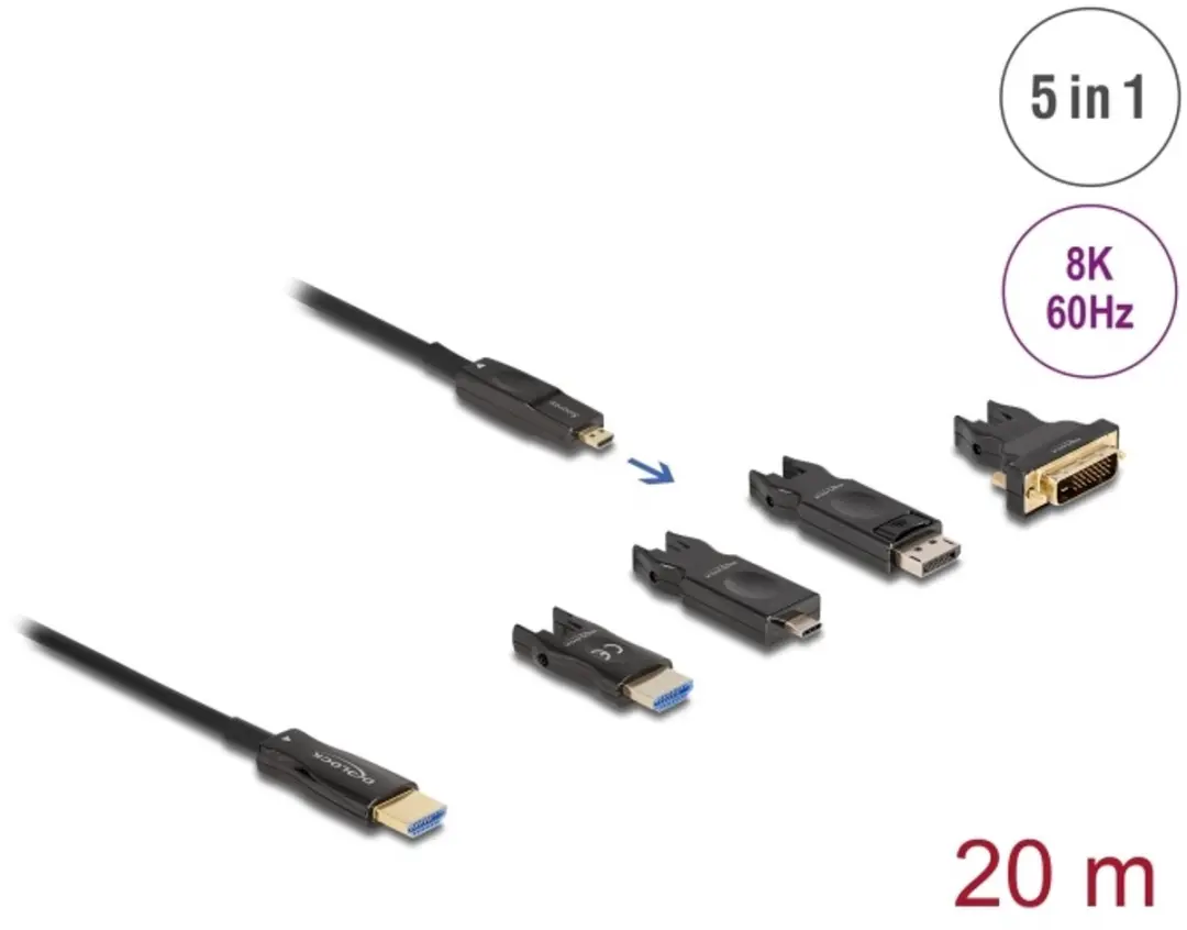 Delock Active Optical 5-in-1 HDMI Kabel 8K 60Hz 20m