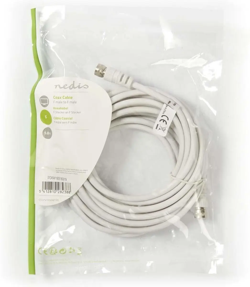 Nedis CSGL41000WT50 Satellietkabel F-Male - 5m - Wit