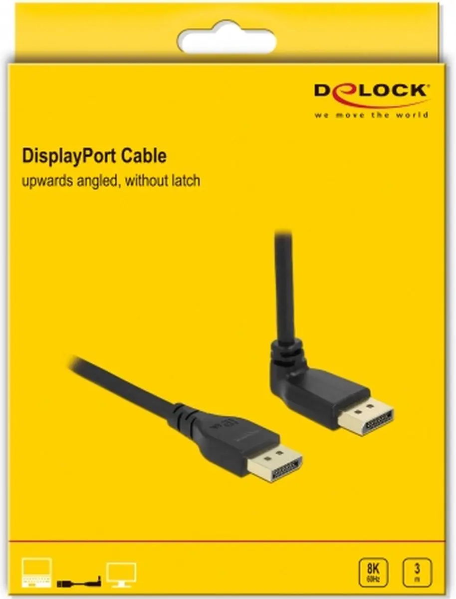 Delock DisplayPort Kabel 8K 60Hz 3m - Zwart