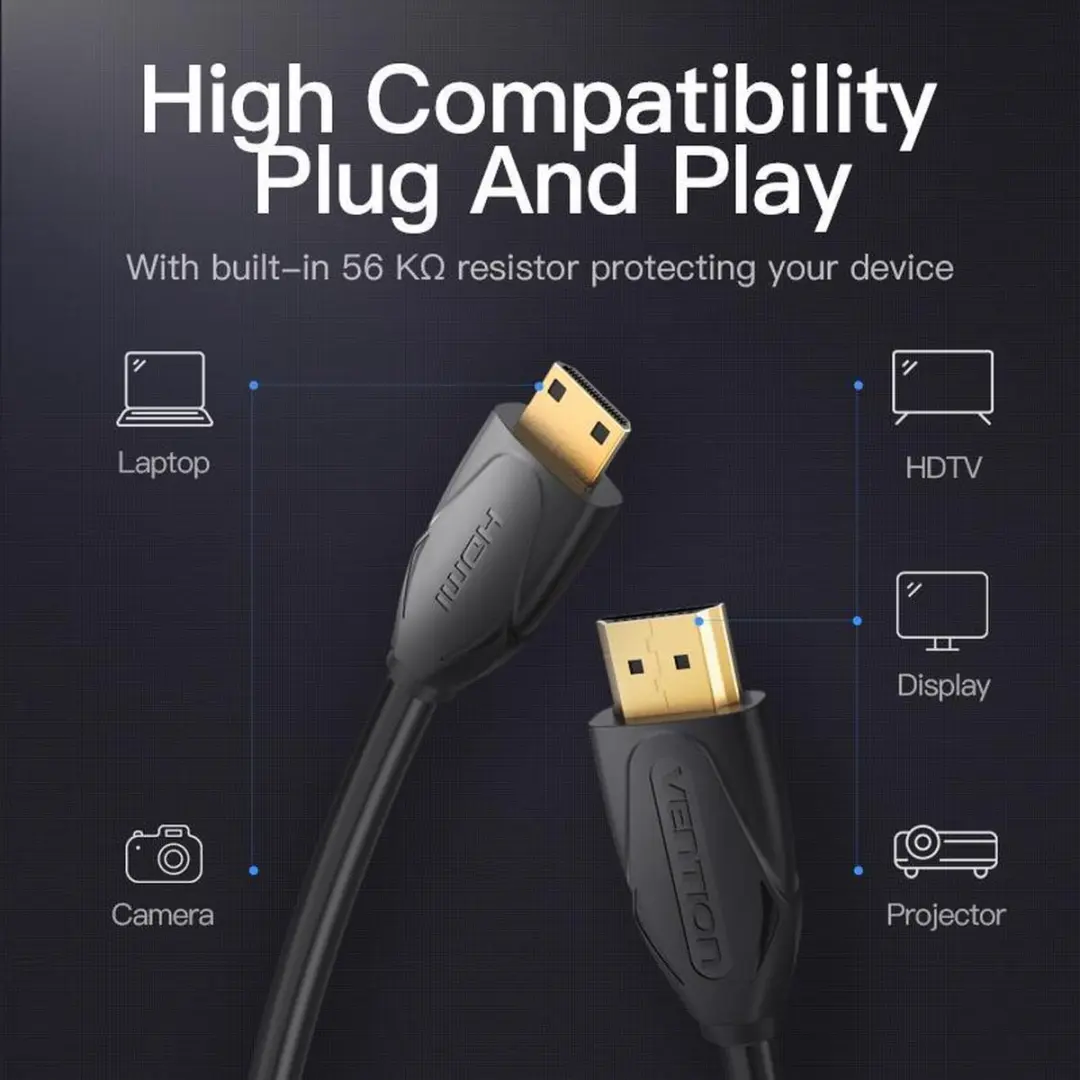 Vention VAA-D02-B150 HDMI Kabel Type C naar Type A - 1,5m - Zwart