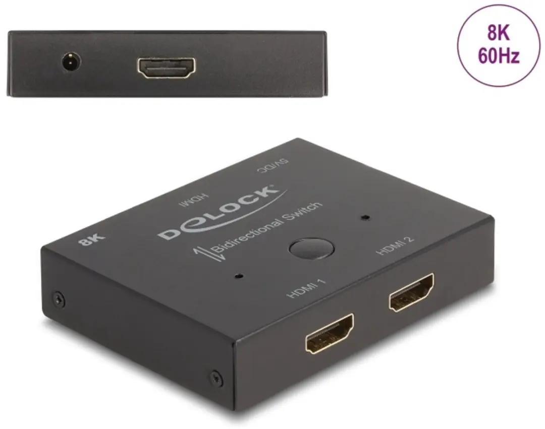 Delock HDMI 2.1 Switch 8K 60Hz Bidirectioneel - Zwart