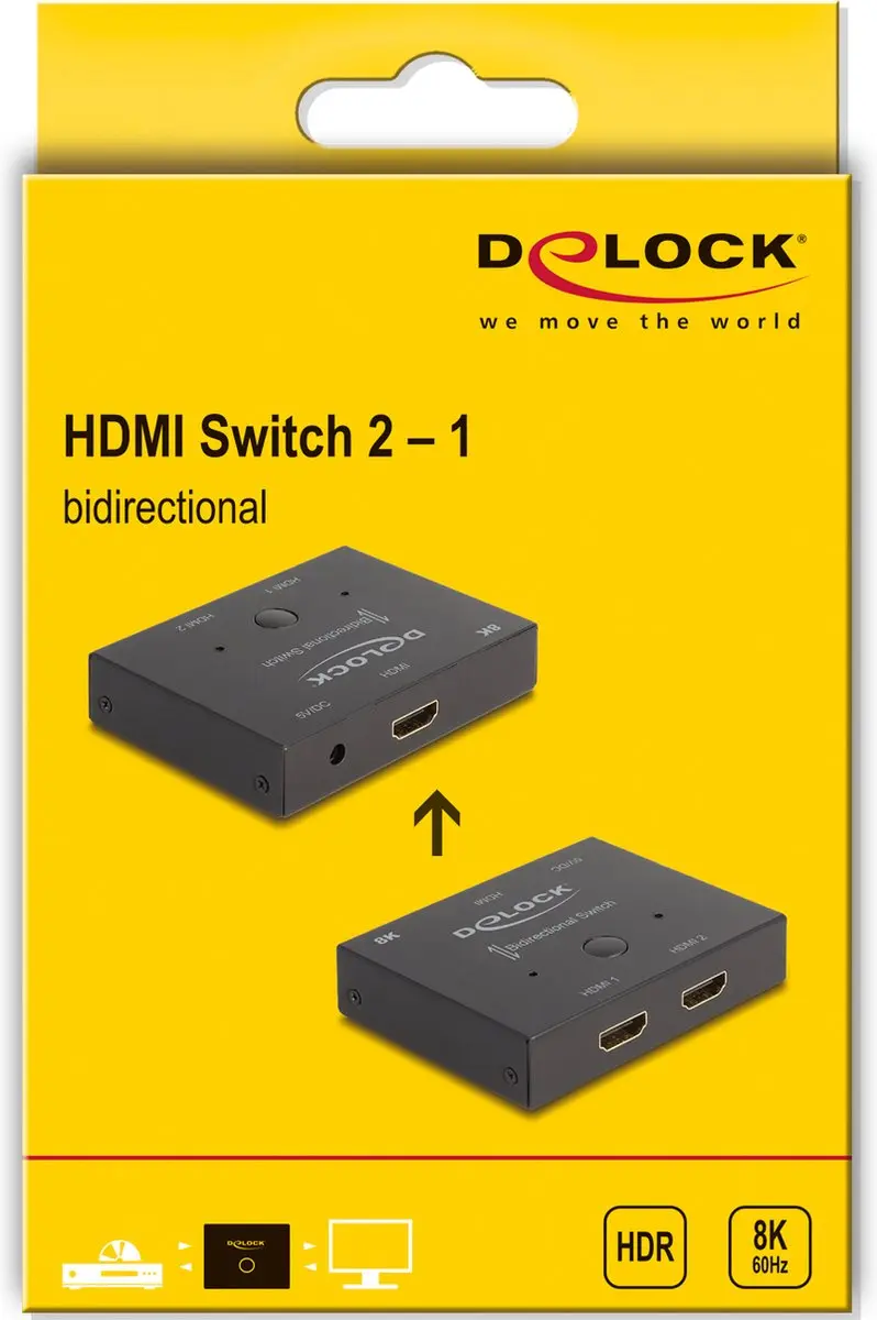 Delock HDMI 2.1 Switch 8K 60Hz Bidirectioneel - Zwart