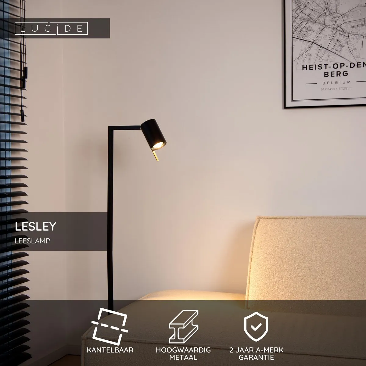 Lucide Lesley Leeslamp GU10 - Zwart