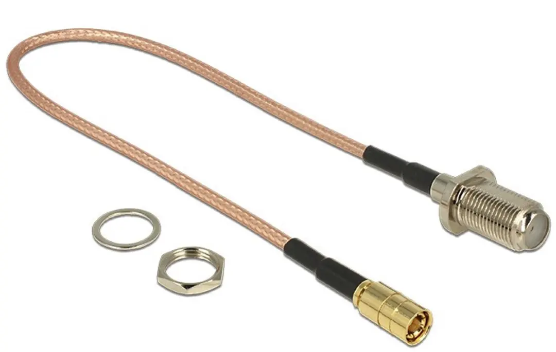 Delock Antennekabel F Jack naar SMB - RG-316 25cm - Bruin