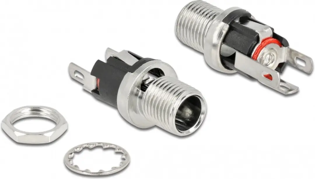 Delock DC 5.5x2.1mm Vrouwelijk Soldeer Connector - Chroom