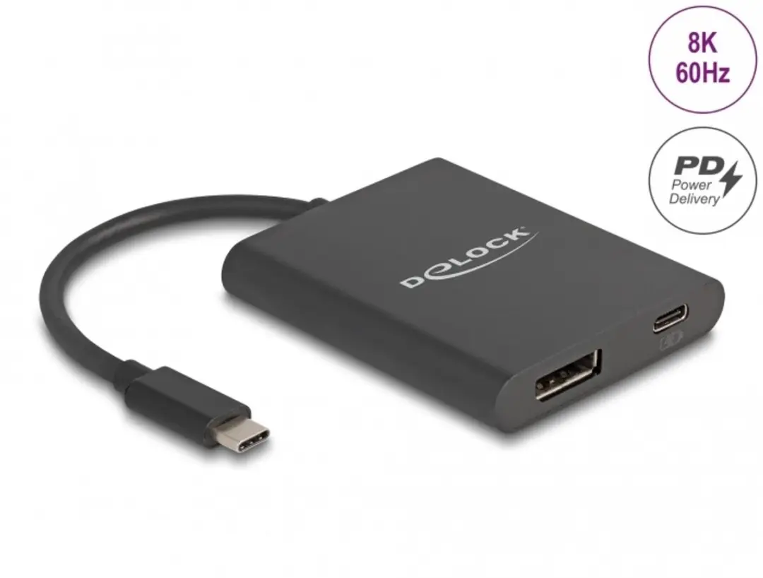 Delock USB-C naar DisplayPort Adapter 8K HDR - 60W - Zwart