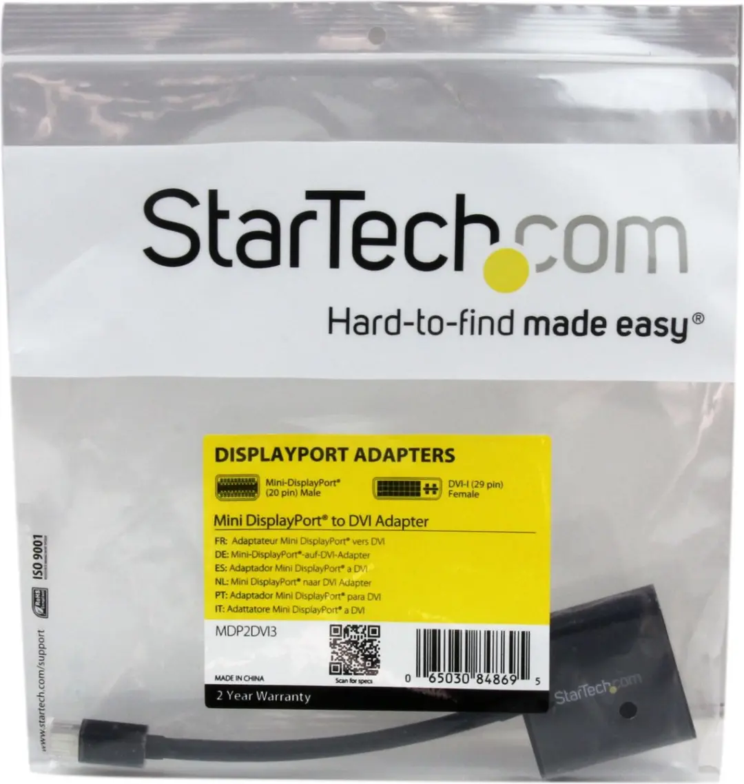 Startech MDP2DVI3 Mini-DisplayPort naar DVI Adapter - Zwart