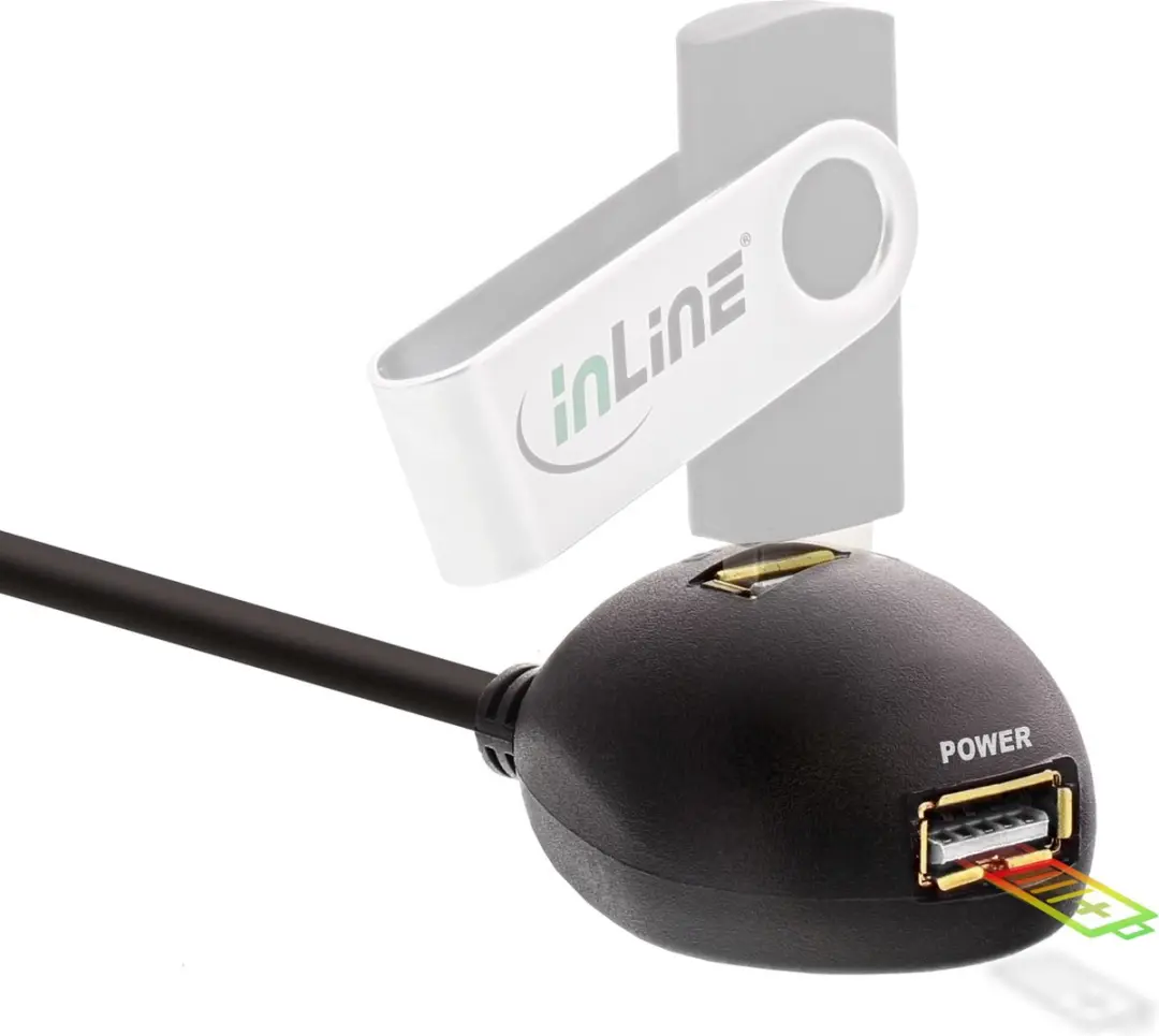 InLine USB naar 2x USB Docking Kabel 3m - USB3.0 - 0,9A - Zwart
