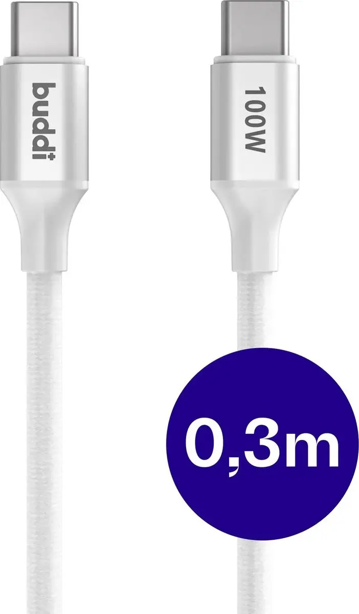 Buddi Flex USB-C naar USB-C Kabel 100W