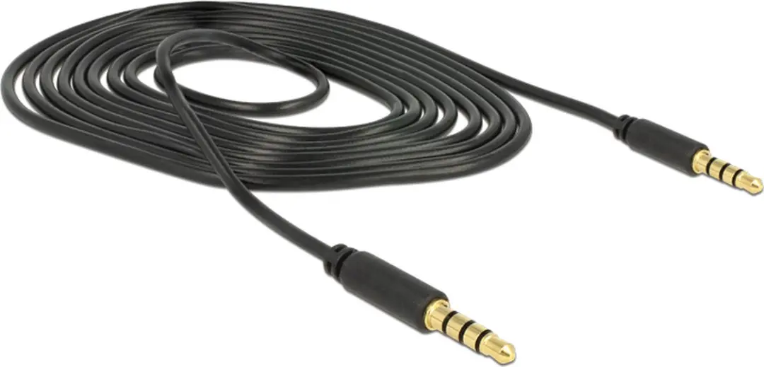 Delock 3,5mm Jack 4-polig Audio/Video Kabel AWG24 - 2m - Zwart