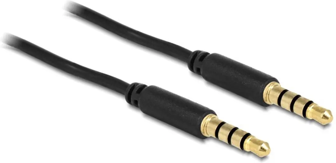 Delock 3,5mm Jack 4-polig Audio/Video Kabel AWG24 - 2m - Zwart
