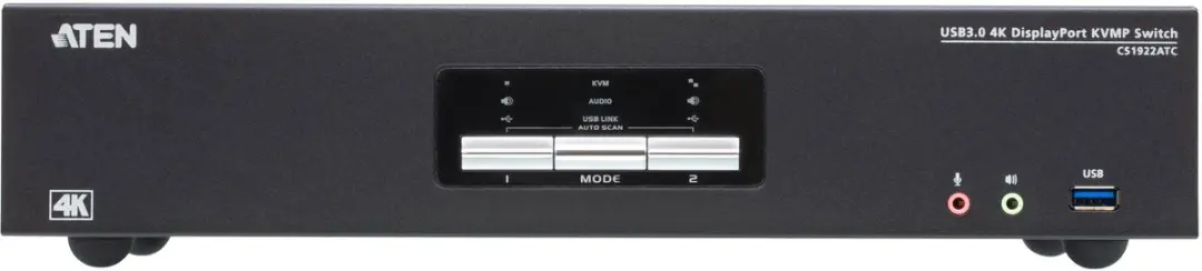 ATEN CS1922ATC KVM-switch 2x USB 3.0 4K DisplayPort - Zwart