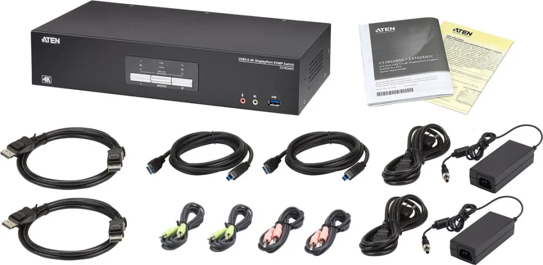 ATEN CS1922ATC KVM-switch 2x USB 3.0 4K DisplayPort - Zwart