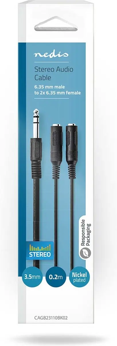 Nedis Stereo-Audiokabel CAGB23110BK02 - 0,20m - Zwart
